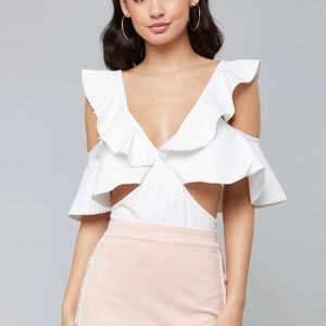 NWT Bebe ruffle bodysuit size small